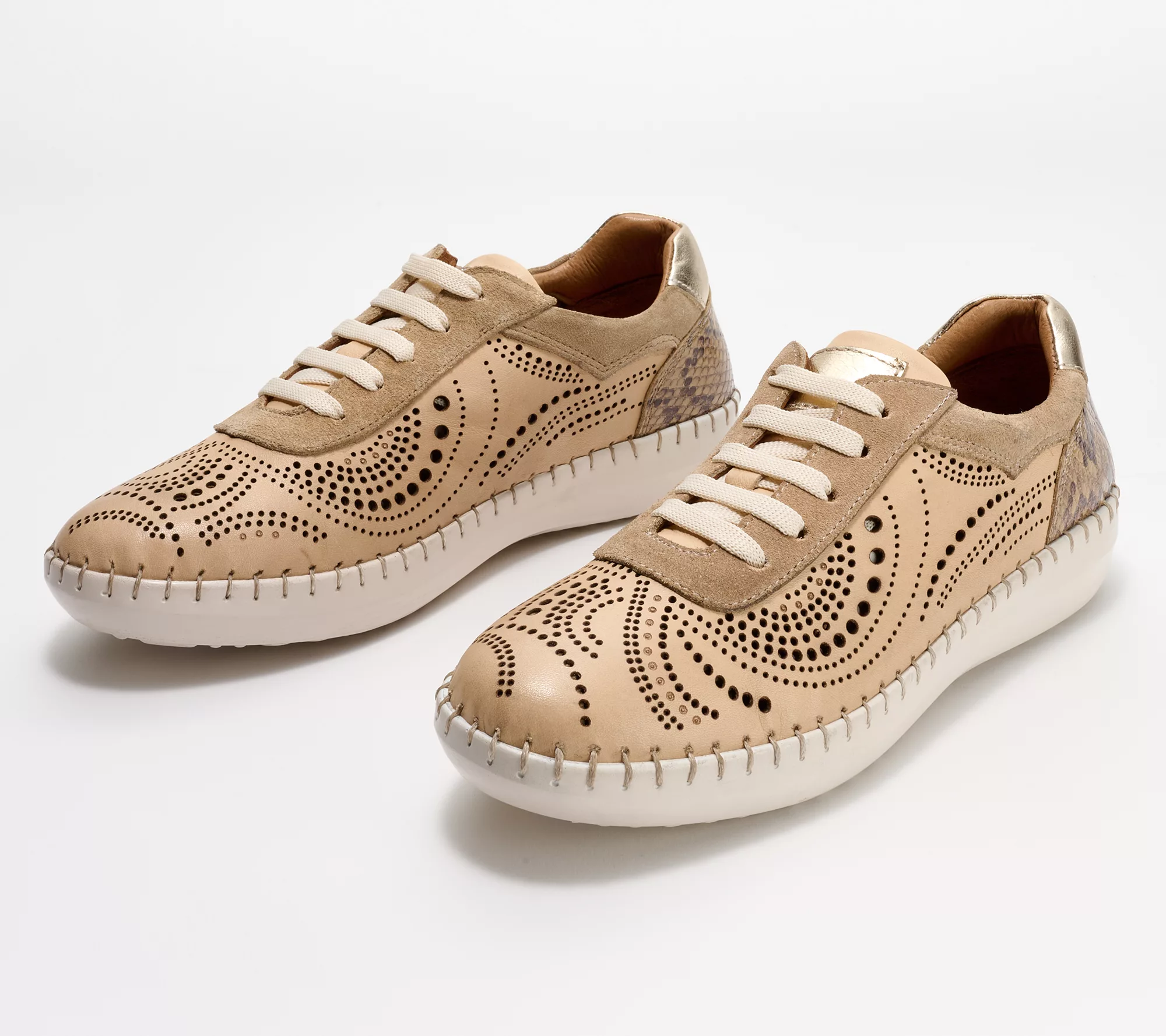 Spring Step Leather Perforated Sneakers - Jumilla