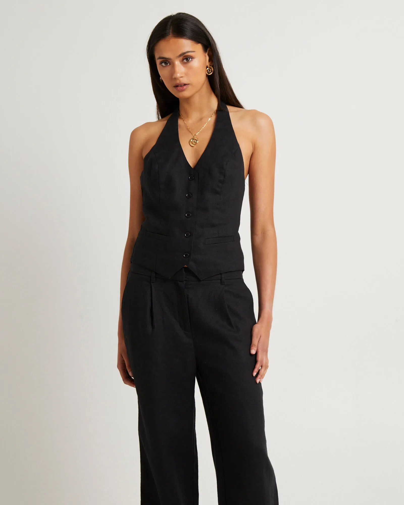 Subtitled Naomi Linen Halter Vest