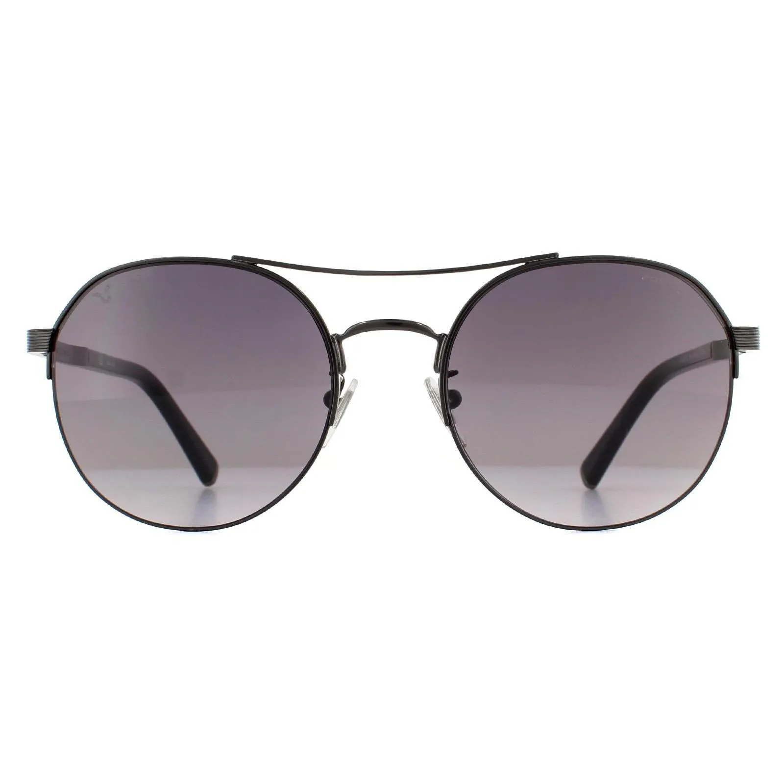 Sunglasses | Aviator Shiny Gunmetal Smoke Gradient Sunglasses | Police