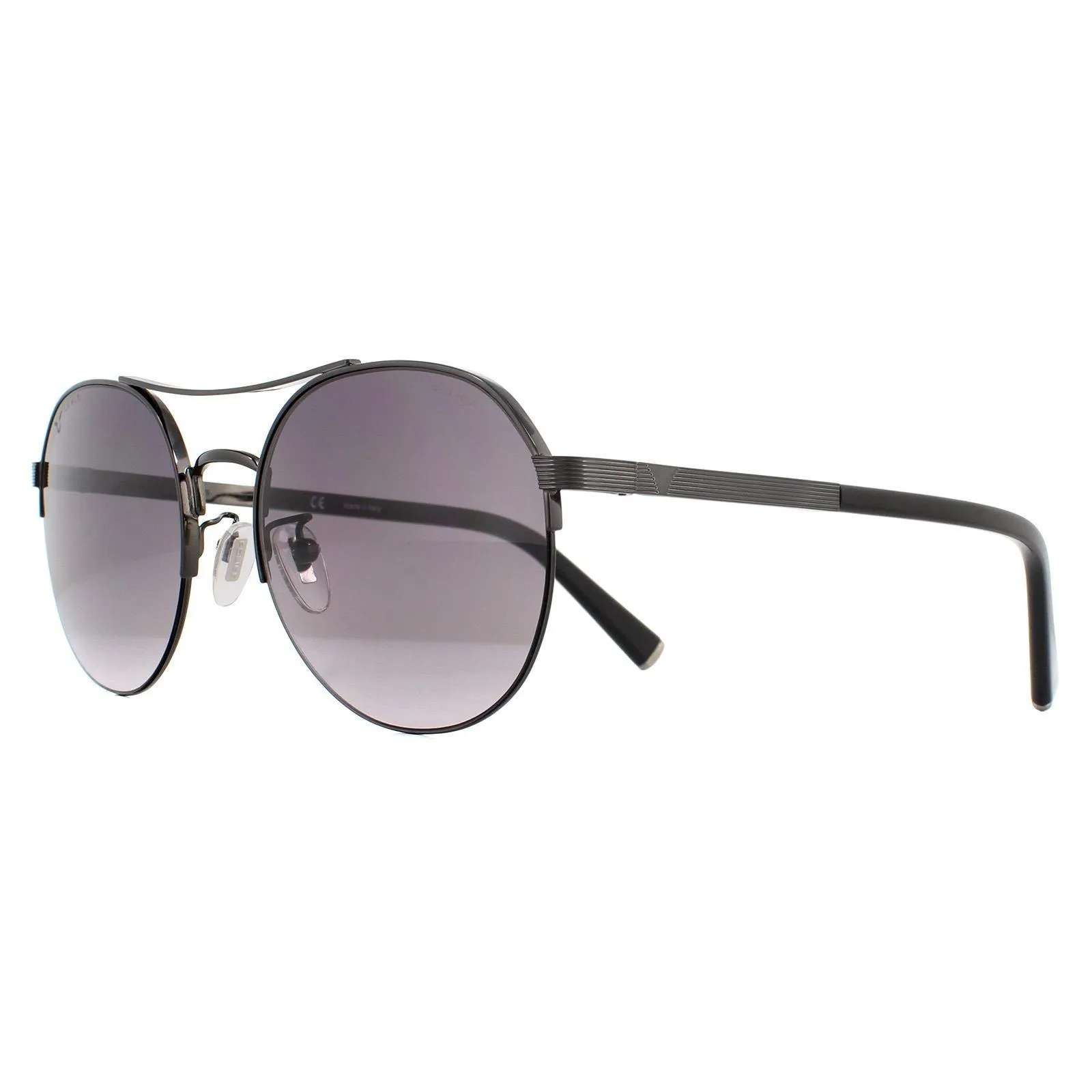 Sunglasses | Aviator Shiny Gunmetal Smoke Gradient Sunglasses | Police