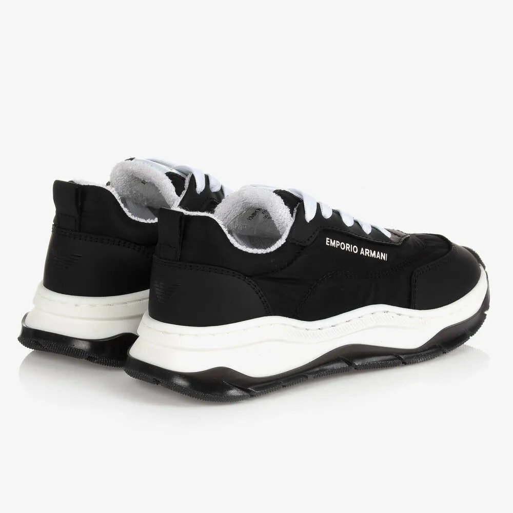 Teen Boys Black Logo Trainers