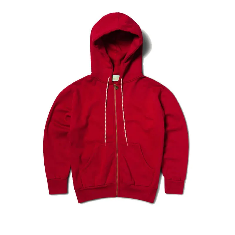 Temple Zip Through Hoodie - Red