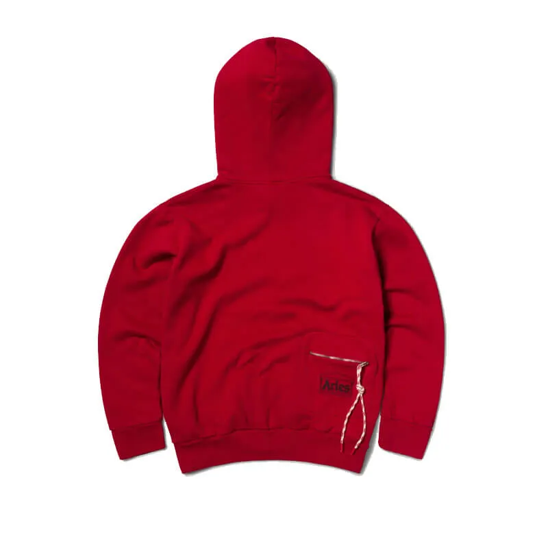 Temple Zip Through Hoodie - Red