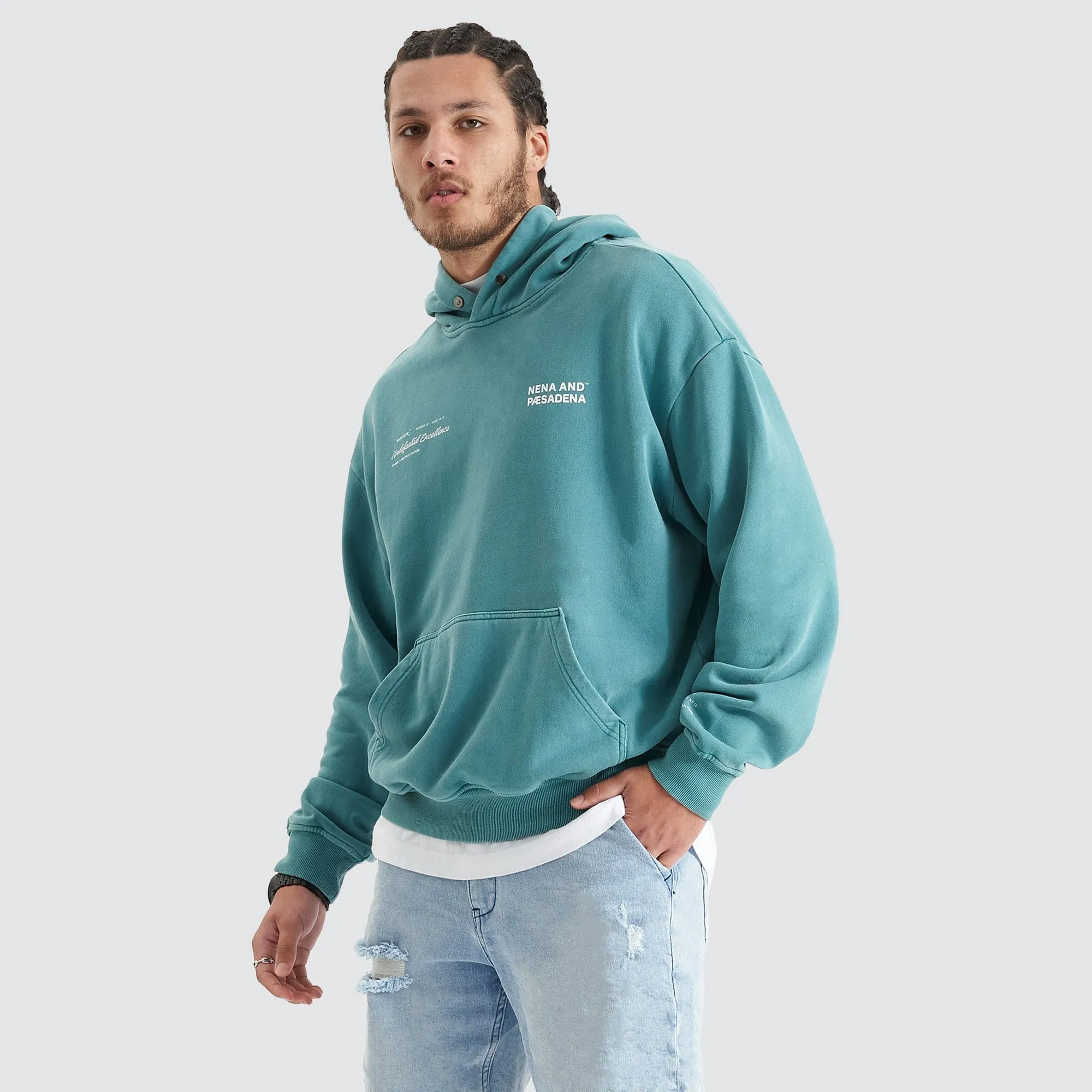 Umpire Heavy Box Fit Hoodie Pigment Teal