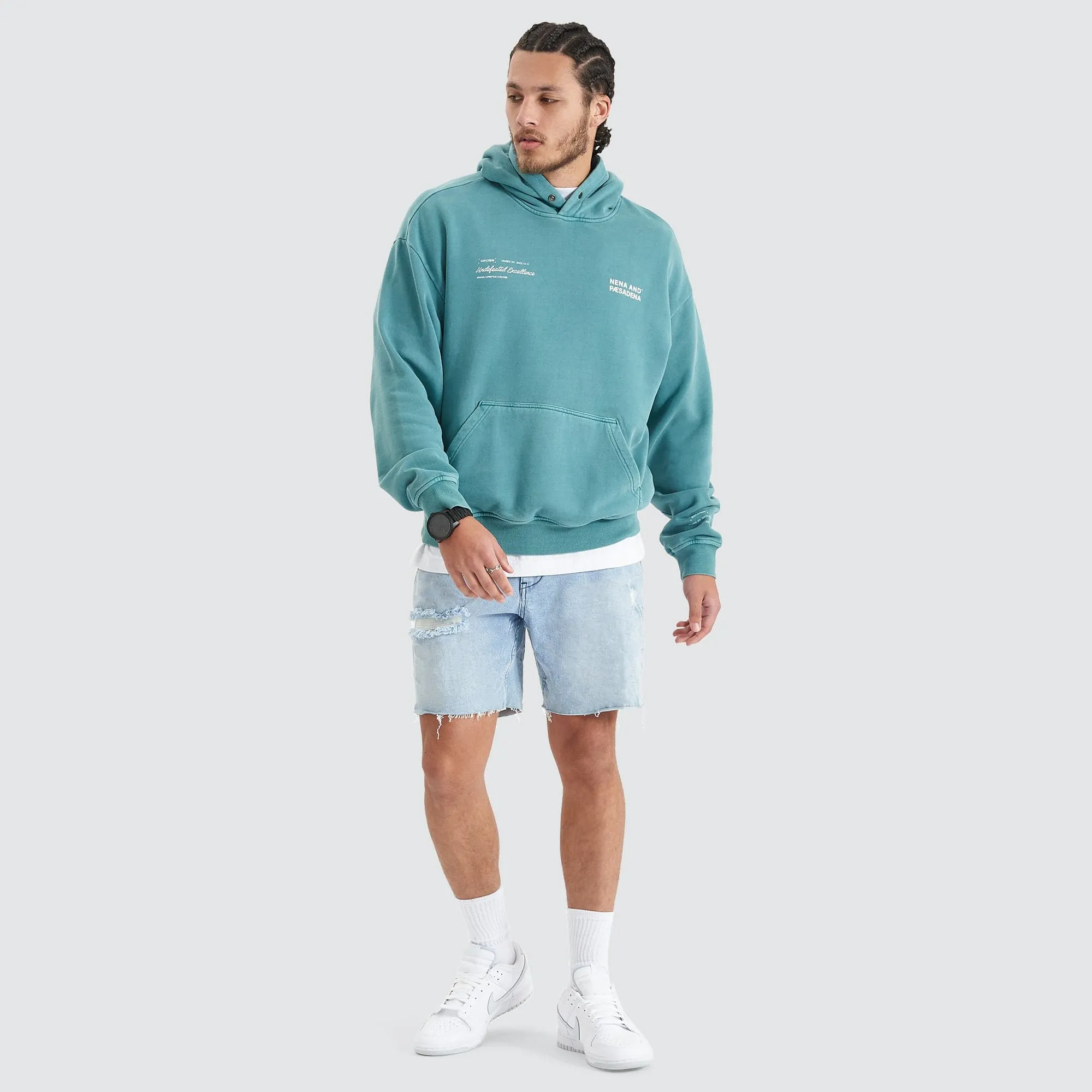 Umpire Heavy Box Fit Hoodie Pigment Teal