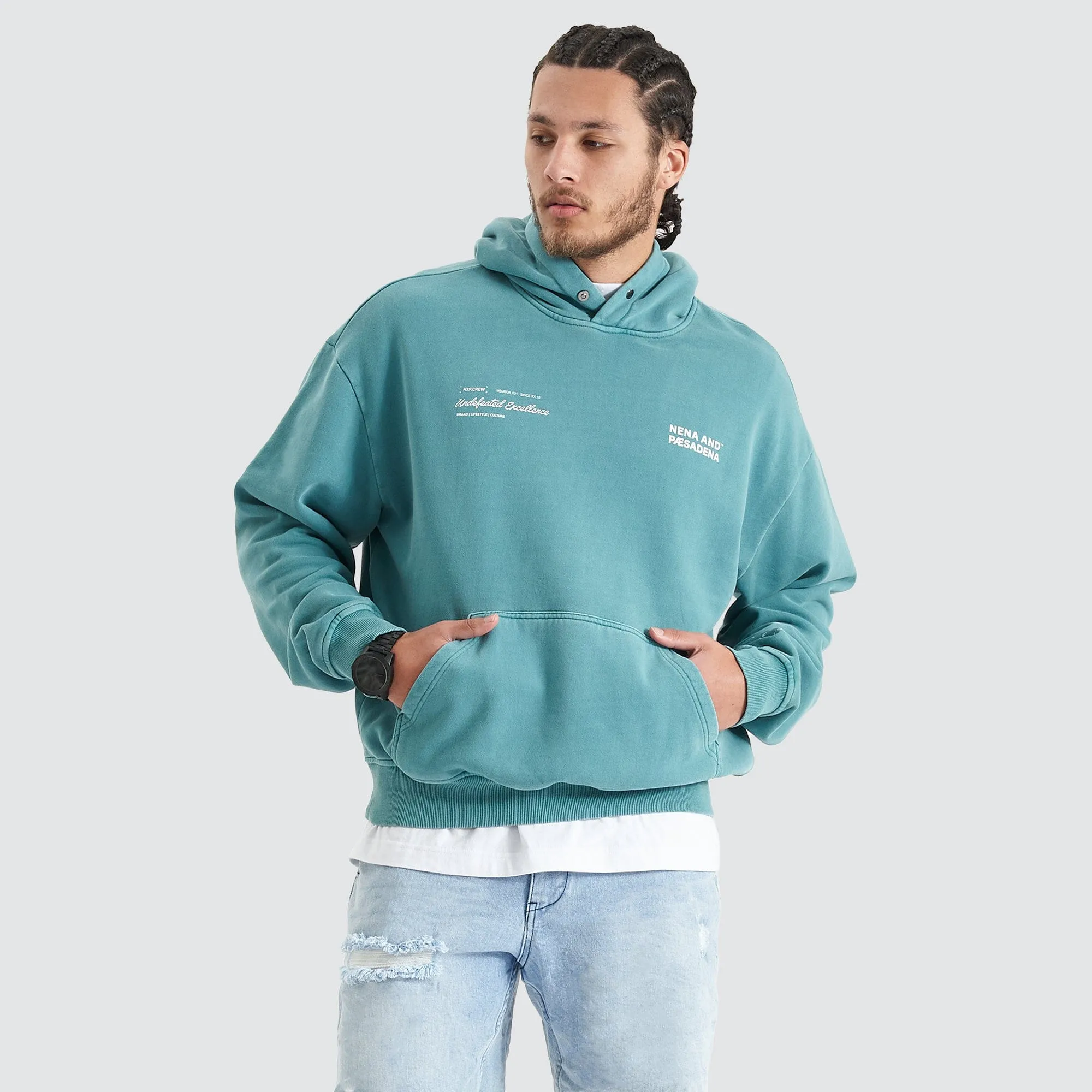 Umpire Heavy Box Fit Hoodie Pigment Teal