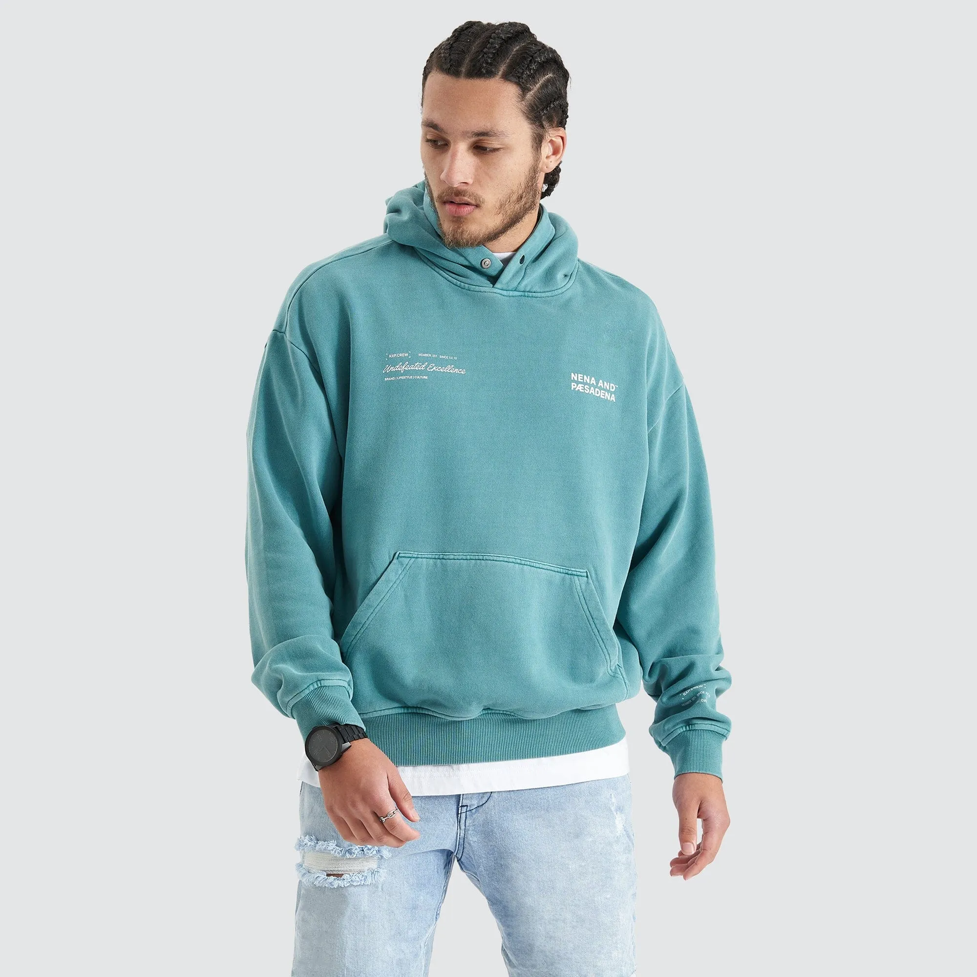 Umpire Heavy Box Fit Hoodie Pigment Teal