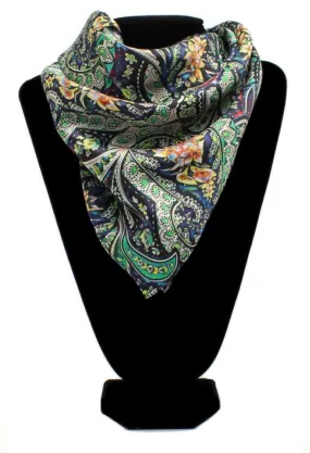 Wild Rag Silk Scarf Scroll Floral Multicolor